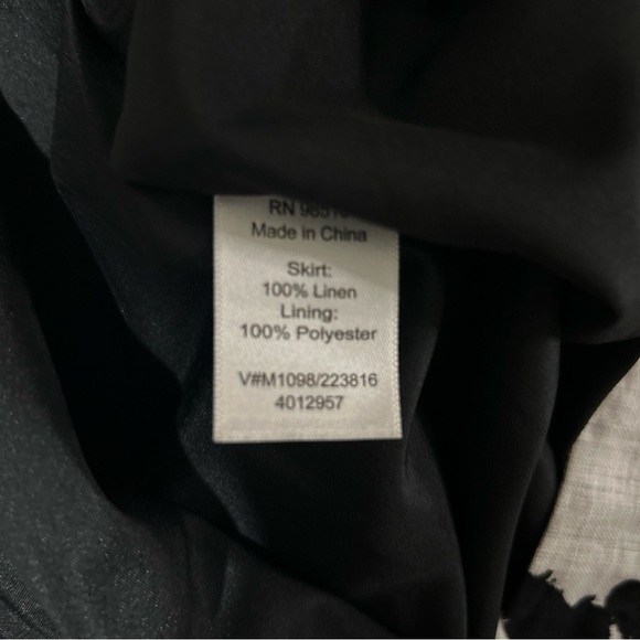 Coldwater Creek 100% Linen Skirt Women’s Medium Black White Print Career Casual - Picture 7 of 13